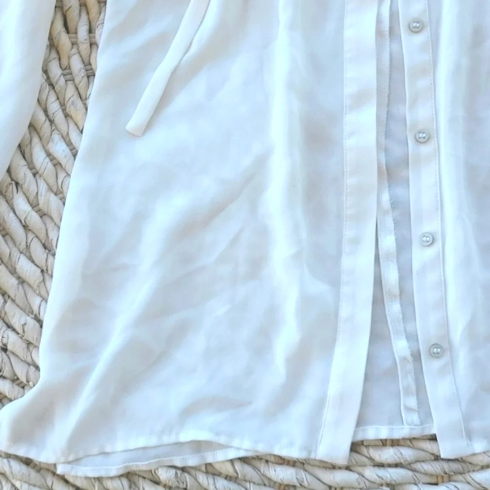 Cream Ruffled Bib Collar Button Down Top - Picture 6 of 10